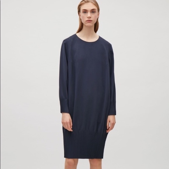 cos black pleated dress